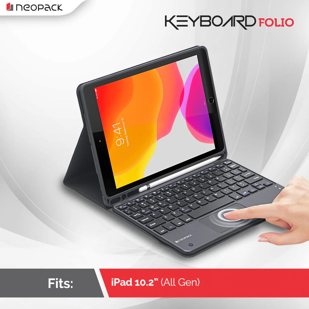 Neopack Keyboard Folio Case With Trackpad For IPad 10.2", Fits: All Gen. (Black)
