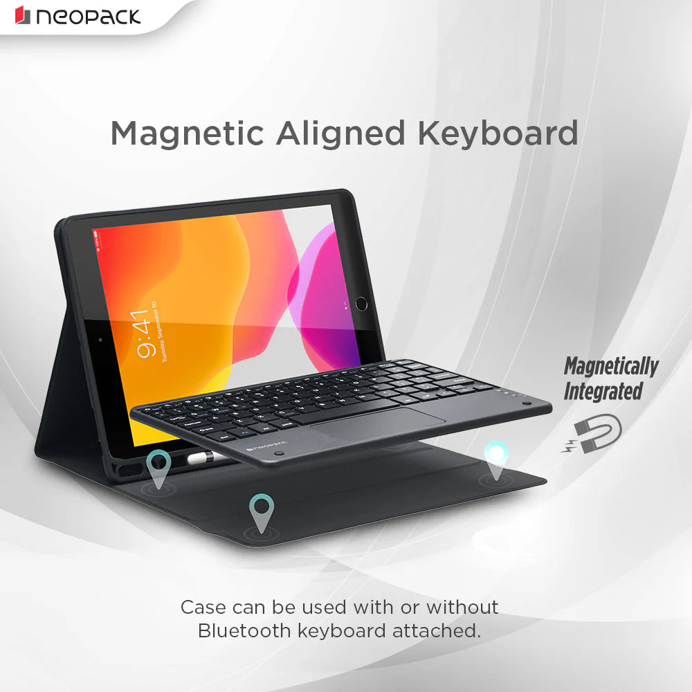 Neopack Keyboard Folio Case With Trackpad For IPad 10.2", Fits: All Gen. (Black)