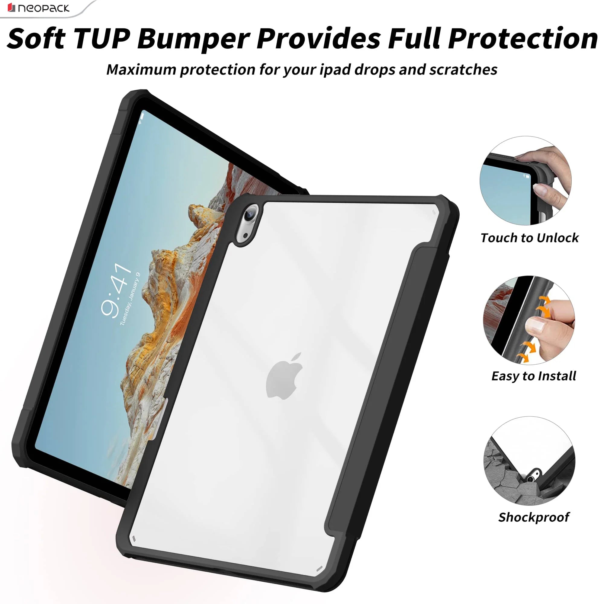 Neopack Delta Case With Apple Pencil Holder For IPad Air 11", Fits: 2024 Model (Black)