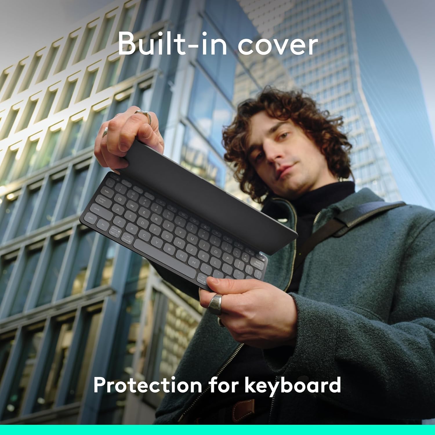 Logitech Keys-to-Go 2 Portable Bluetooth Keyboard for Tablet with Built-in Cover, Slim and Compact Wireless Keyboard for Windows, Android, Linux, iPad, iPhone, Mac, Apple TV - Graphite
