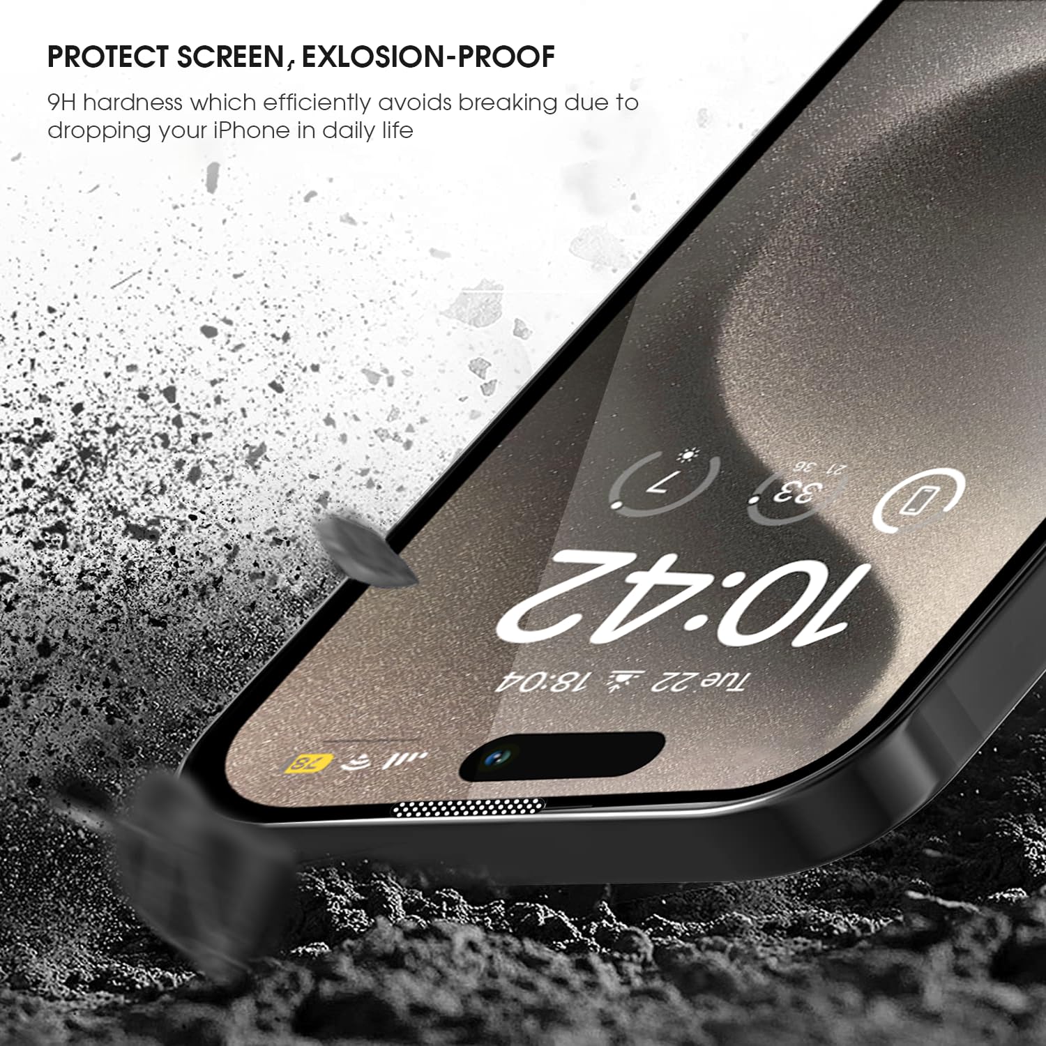 GRIPP Dust Proof 3D Tempered Glass Screen Protector for iPhone 15 (6.1") with Edge to Edge Full Coverage & 9H Hardness Anti-Scratch Shockproof Protection Screen Cover Shield