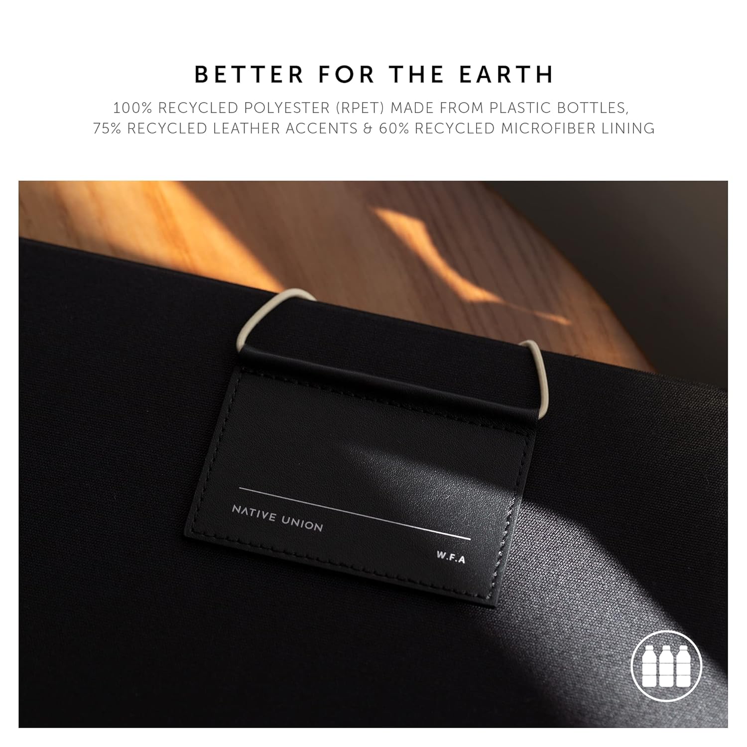 Native Union W.F.A iPad Folio – Minimalist Foldable Stand and Cover Compatible With iPad Pro 11”, iPad Air 10.9" with Easy Magnetic Attachment, Button & String Design -Black