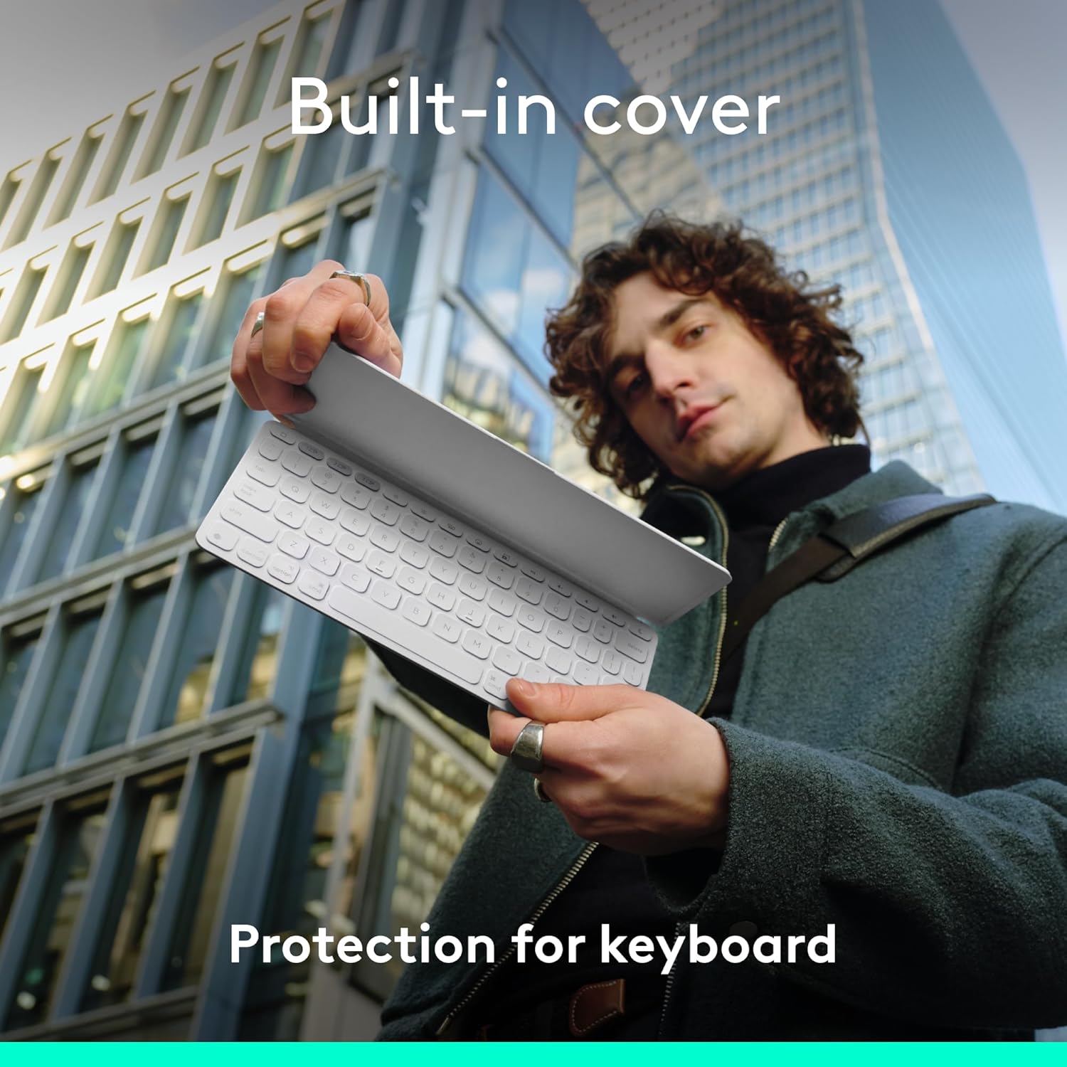 Logitech Keys-to-Go 2 Portable Bluetooth Keyboard for Tablet with Built-in Cover, Slim and Compact Wireless Keyboard for Windows, Android, Linux, iPad, iPhone, Mac, Apple TV - Graphite