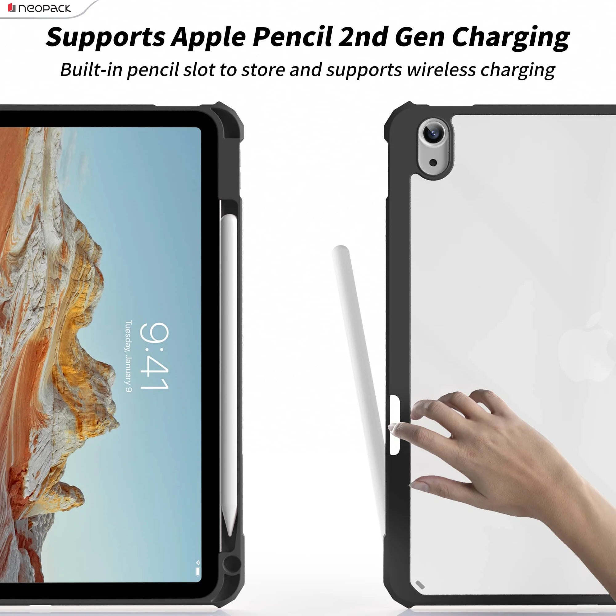 Neopack Delta Case With Apple Pencil Holder For IPad Air 11", Fits: 2024 Model (Black)