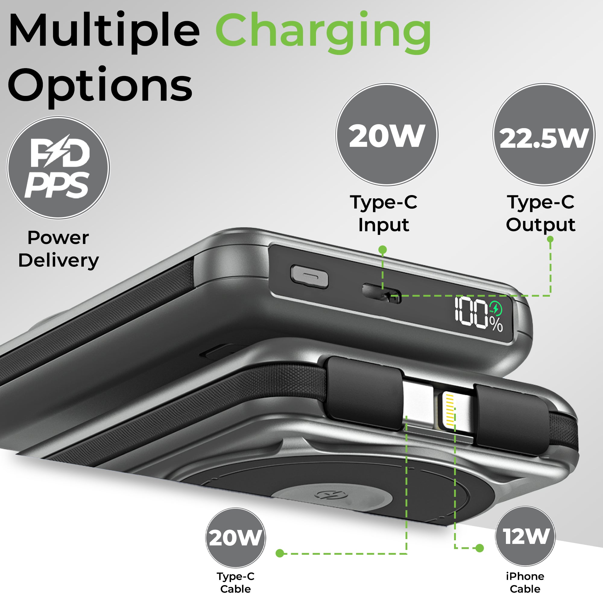 Juice-Up Mag 5 3-in-1 Wireless Magnetic Power Bank (10,000mAh) UM1126GRY