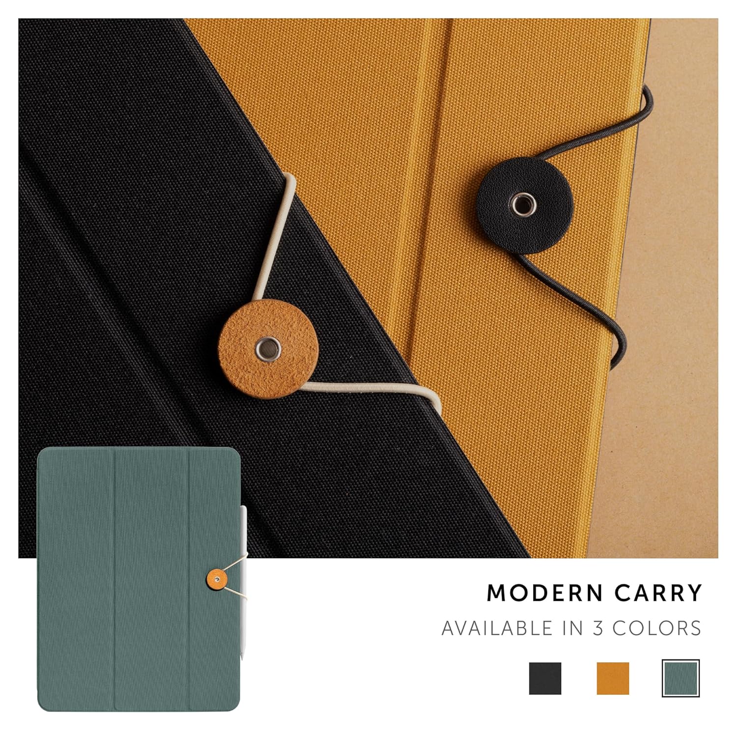 Native Union Folio for iPad Pro (12.9”) The Minimalist iPad Folio with a Button-and-String Design. Slate Green