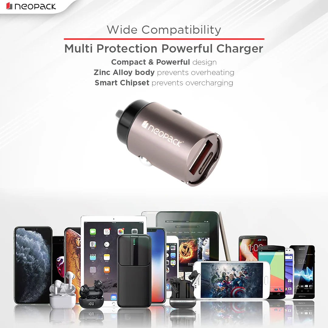 Neopack 30W Dual Port Turbo Car Charger (Space Grey)