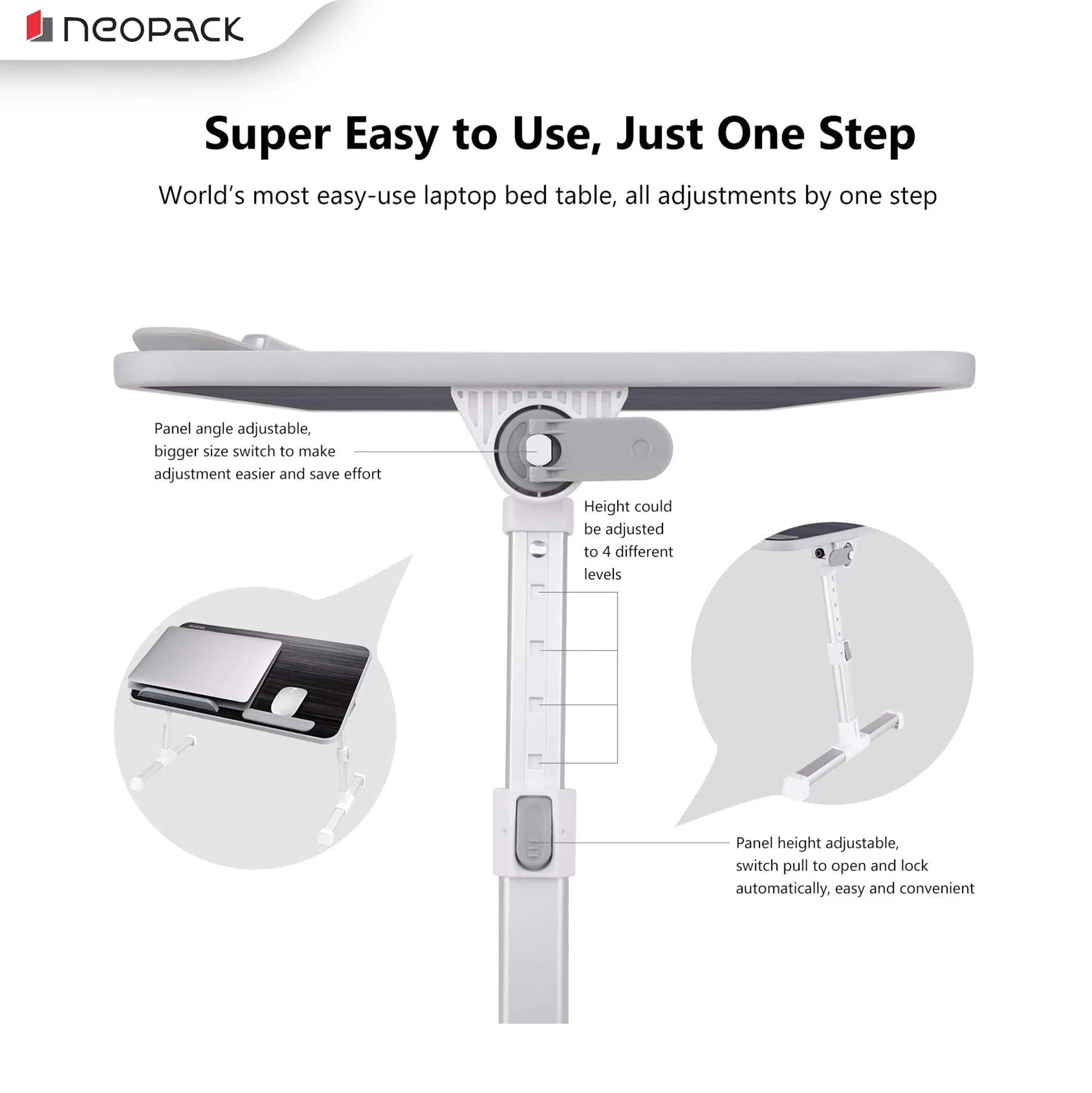 Neopack Ergonomic Laptop Table With Foldable Legs (Fits: 13" - 16" Laptops & Macbooks)