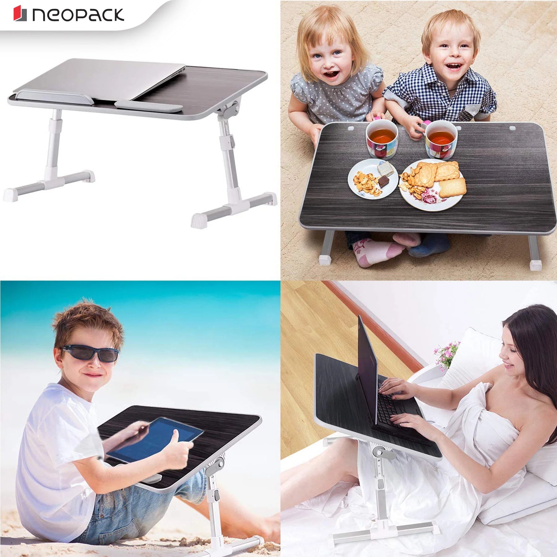 Neopack Ergonomic Laptop Table With Foldable Legs (Fits: 13" - 16" Laptops & Macbooks)