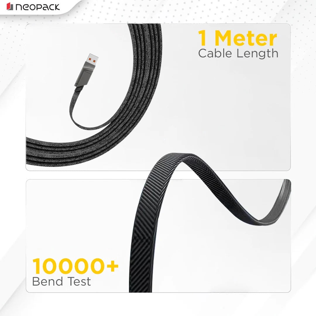 Almighty 4IN1 Nylon Braided Cable 66W For Smartphones, Tablets, Macbooks, Laptops & More (1M, Space Grey)