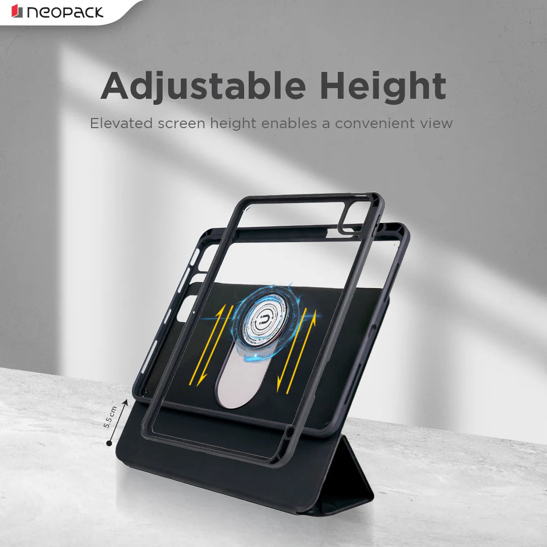 Swivel Magnetic Case With 360 Degree Rotating & Height Adjustment Function For IPad Pro 11" - 2024 Model (Black)