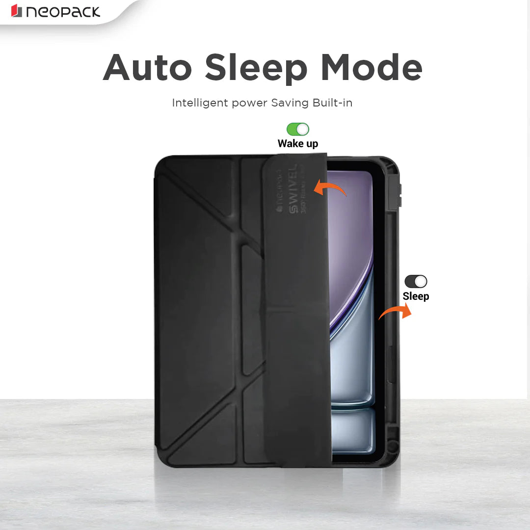 Swivel Magnetic Case With 360 Degree Rotating & Height Adjustment Function For IPad Air 13" - 2024 Model (Black)