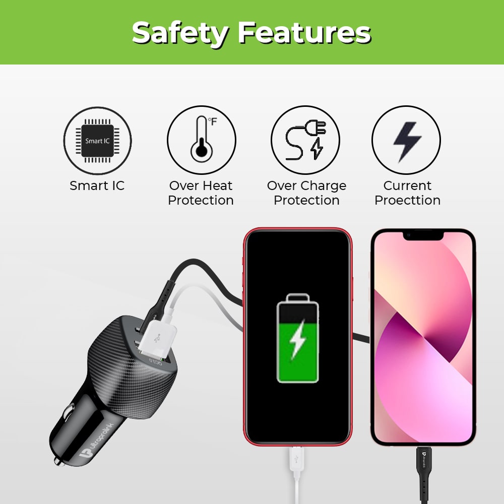 MACH 38W PD + QC 3.0 Car Charger With iPhone Cable UM1013L