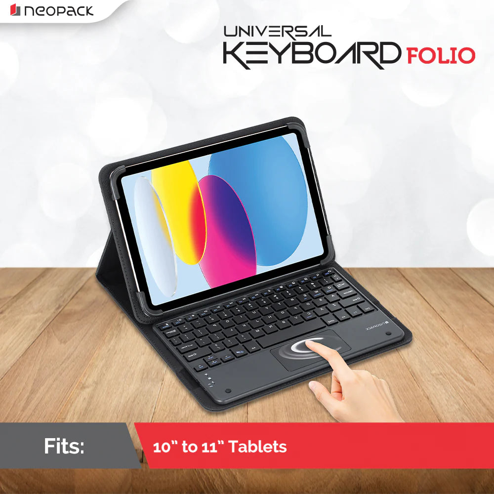 Universal Keyboard Folio Case With Trackpad For IPad 10 To 11" Tablets (Black)