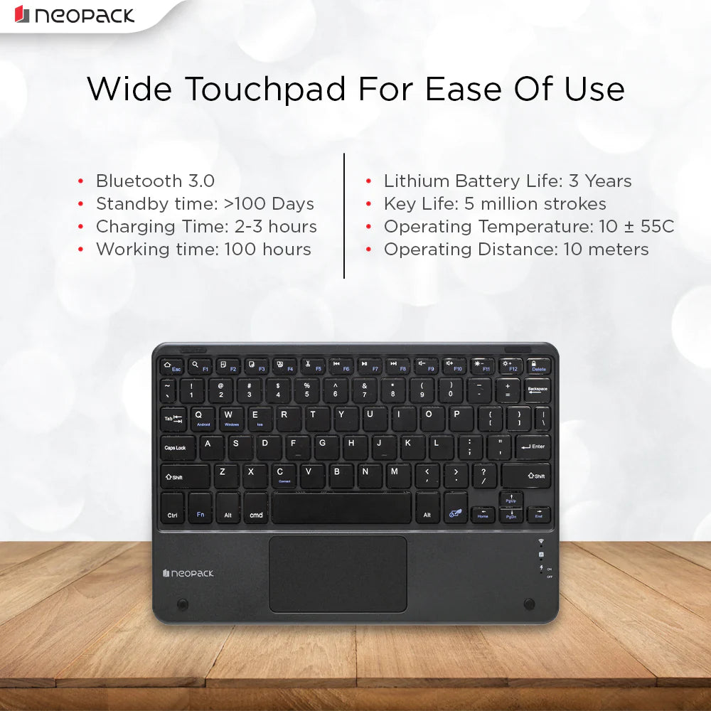 Universal Keyboard Folio Case With Trackpad For IPad 10 To 11" Tablets (Black)