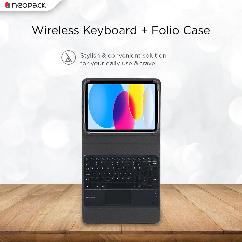 Universal Keyboard Folio Case With Trackpad For IPad 10 To 11" Tablets (Black)
