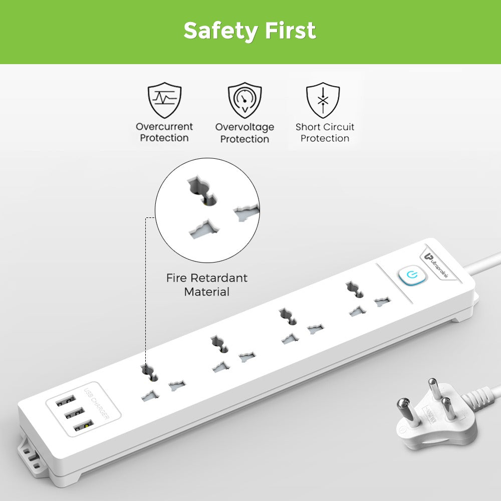 Surge Shield With 4 Sockets,3 USB Ports UM1049U
