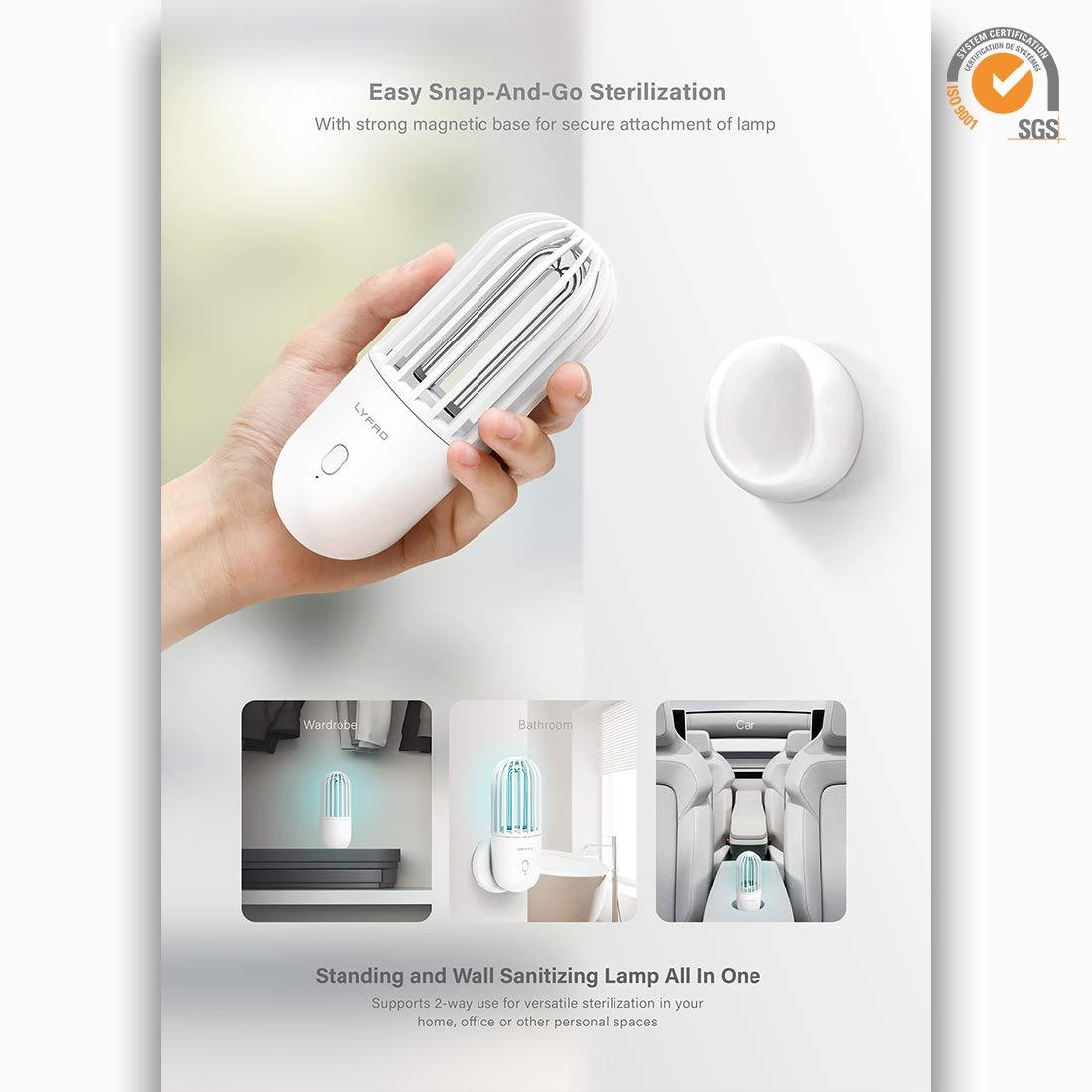 LYFRO Hova Tested and Certified Portable Rechargeable Ozone Sterilization Air Purifying UVC Disinfection Lamp (White) - Grab Your Gadget