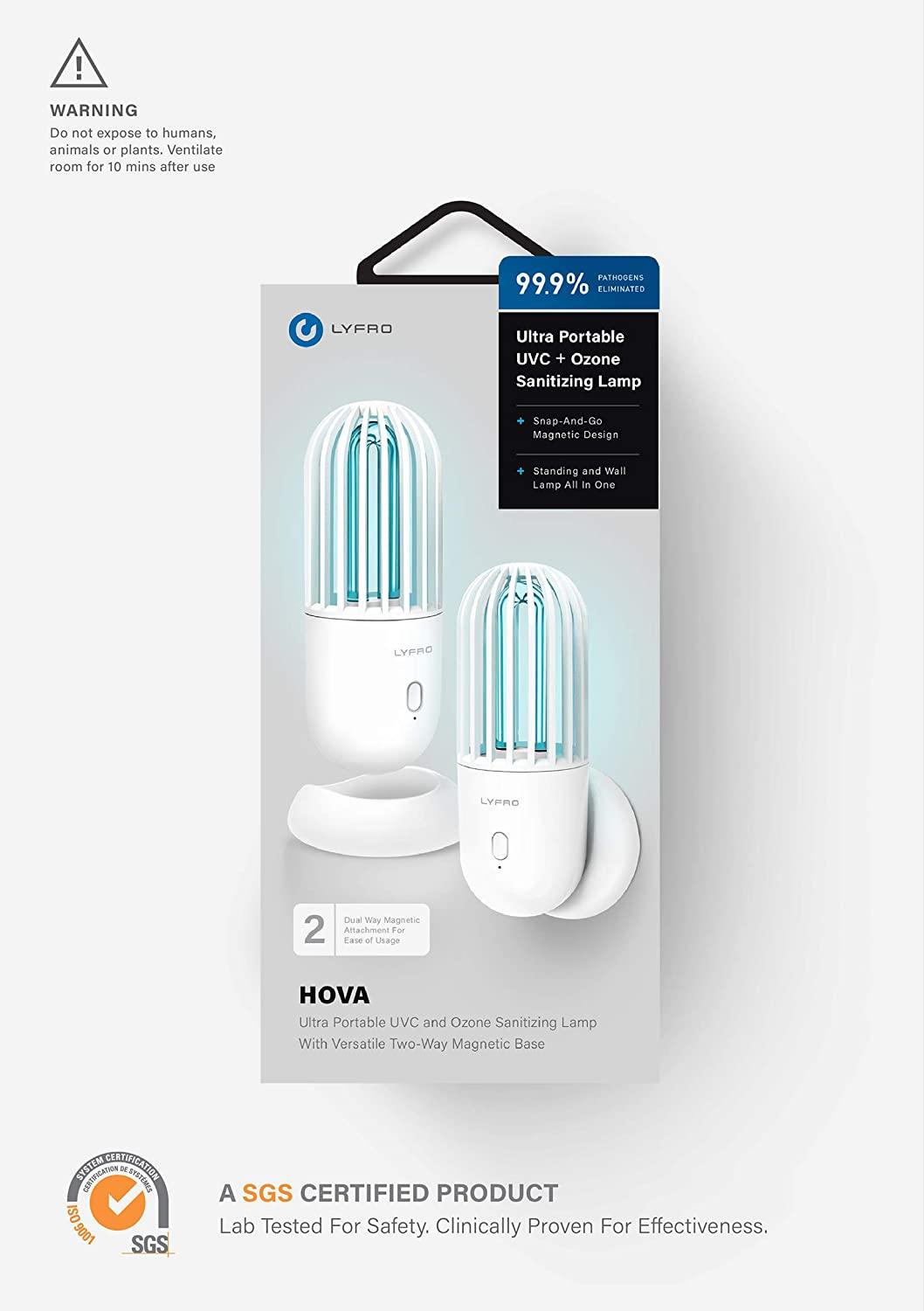 LYFRO Hova Tested and Certified Portable Rechargeable Ozone Sterilization Air Purifying UVC Disinfection Lamp (White) - Grab Your Gadget