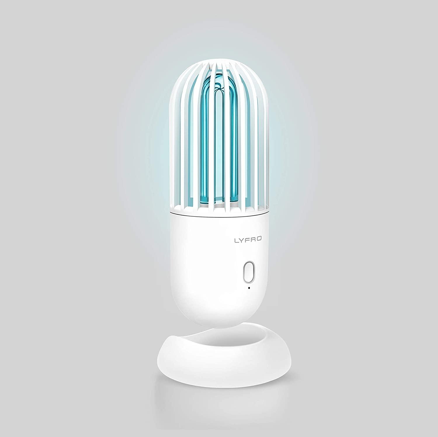 LYFRO Hova Tested and Certified Portable Rechargeable Ozone Sterilization Air Purifying UVC Disinfection Lamp (White) - Grab Your Gadget