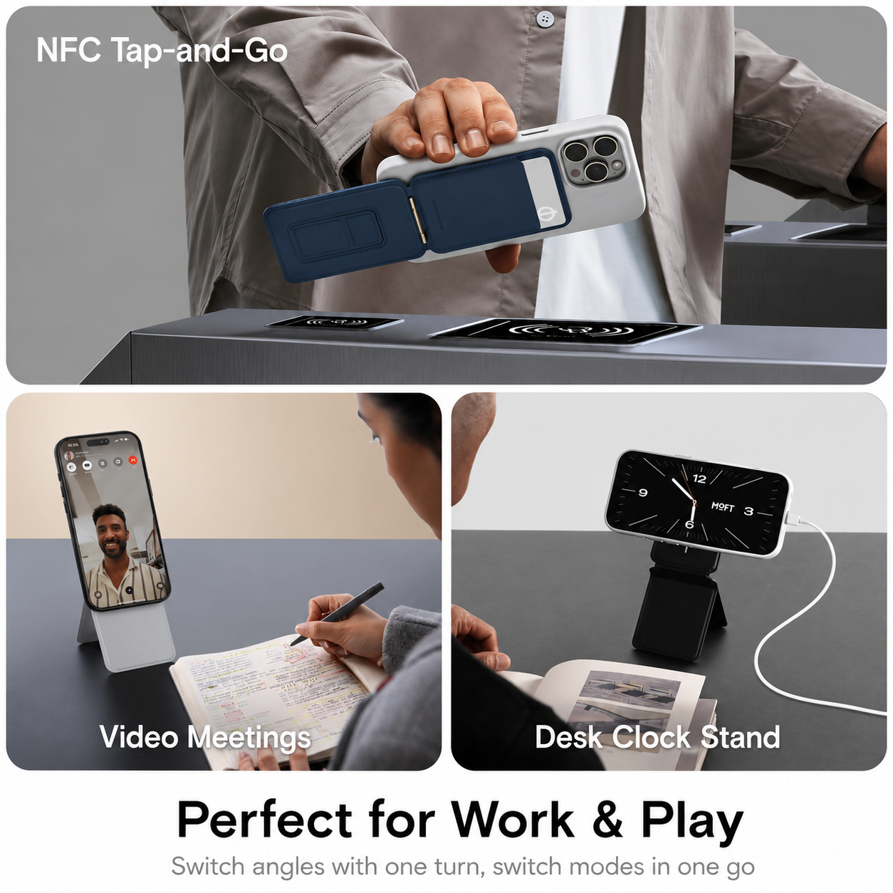 Moft Tripod Stand & Wallet-Compatible Models: iPhone 12/13/14/15/16/17 series (Plus/Pro/Pro Max) and MagSafe-compatible cases. Works with non-MagSafe phones using the included metal ring. With Out Trackable