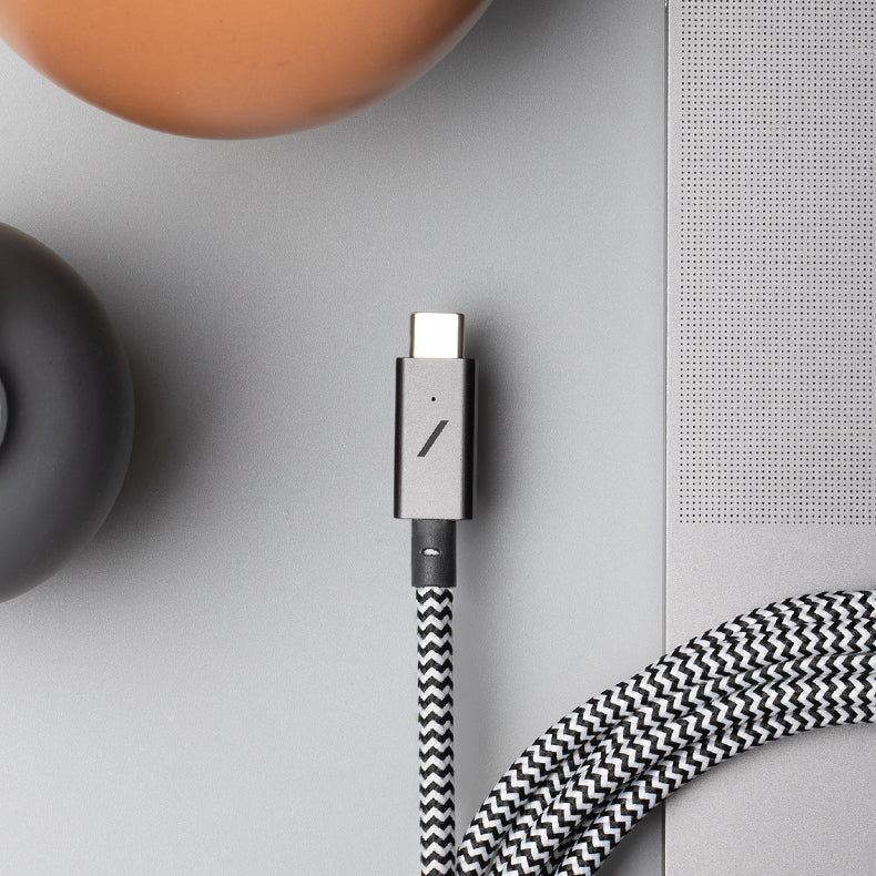 Native Union Belt Cable Pro 240W (USB-C to USB-C) The recycled 8-foot 240W USB-C to USB-C cable with bonded leather strap