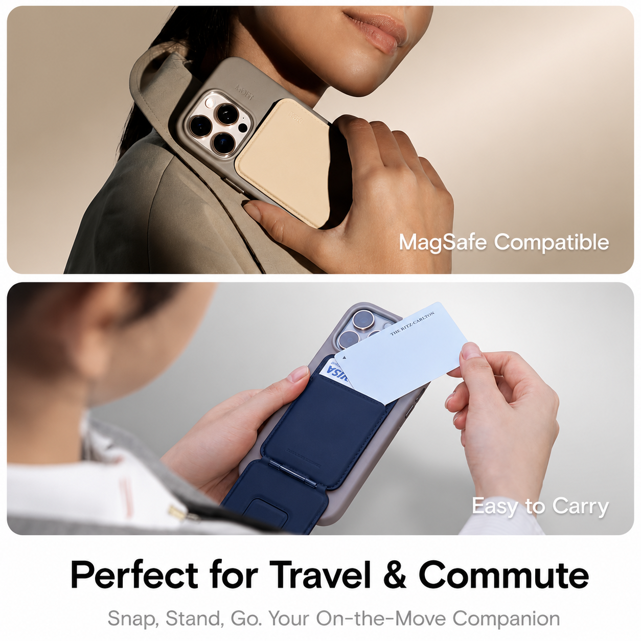 Moft Tripod Stand & Wallet-Compatible Models: iPhone 12/13/14/15/16/17 series (Plus/Pro/Pro Max) and MagSafe-compatible cases. Works with non-MagSafe phones using the included metal ring. With Out Trackable