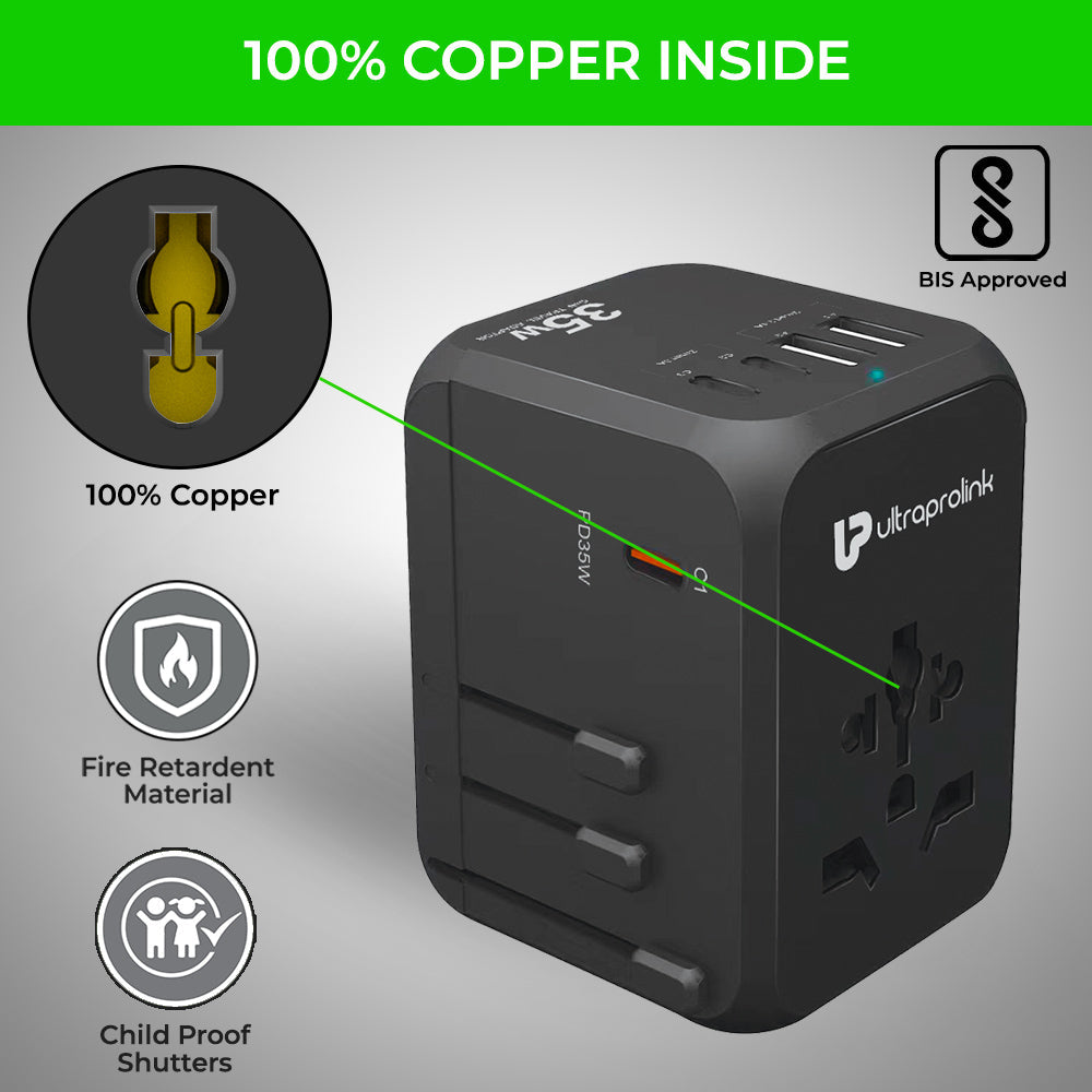 Travel Mate PD35 World Travel Adapter & 5 USB GaN Charger UM1187