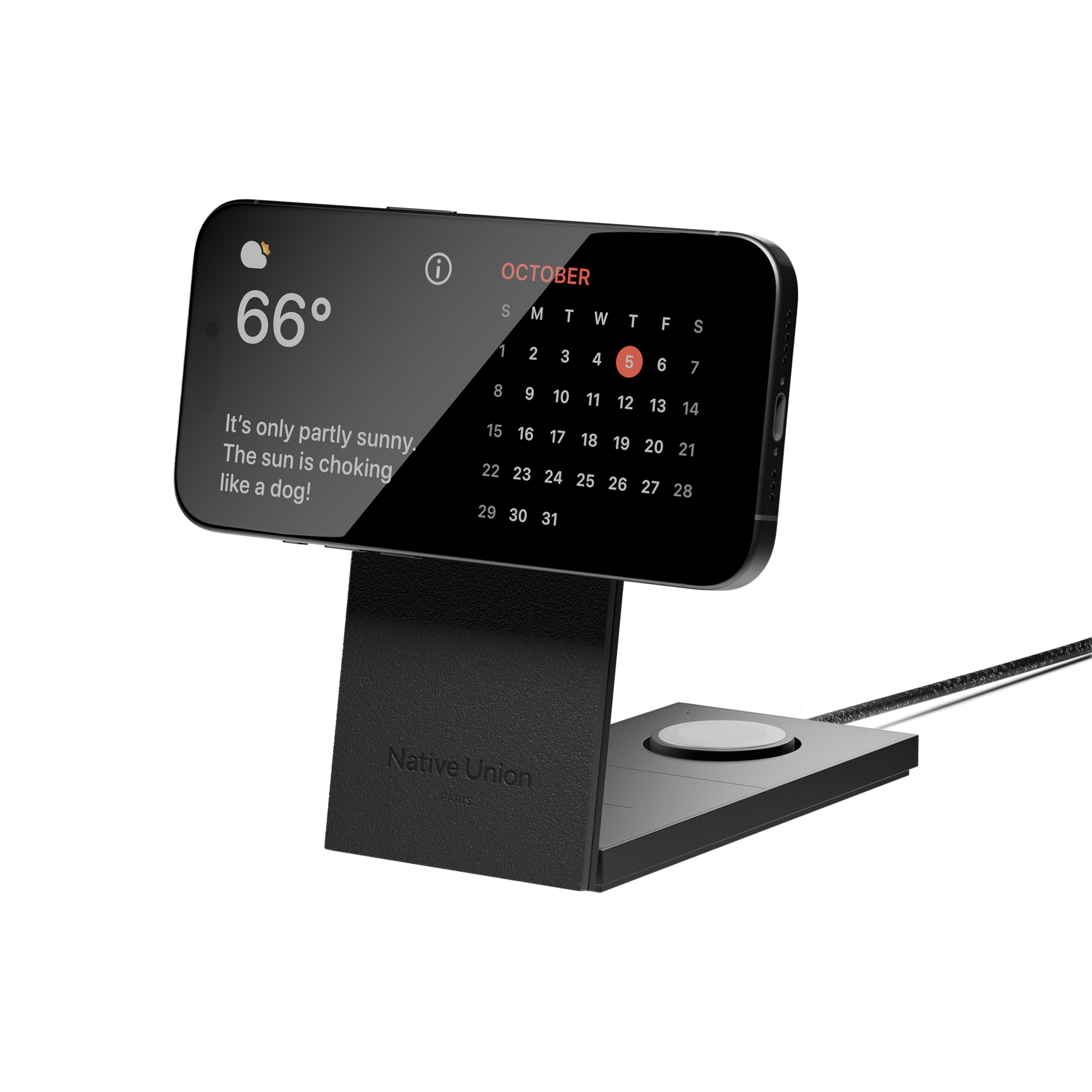 Native union Rise 3-in-1 Magnetic Wireless Charger The space-saving Qi2 charging stand for your iPhone, AirPods & Apple Watch