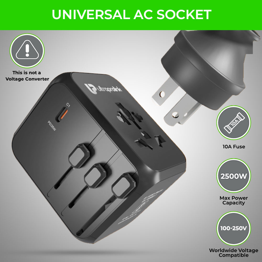Travel Mate PD35 World Travel Adapter & 5 USB GaN Charger UM1187