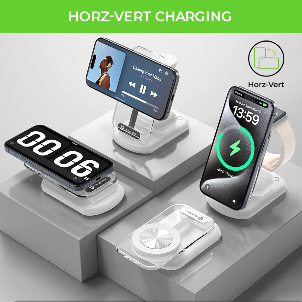 Vylis Crystal 20W Mag-Safe Magnetic 3 in 1 Wireless Charger UM1006CRWHT