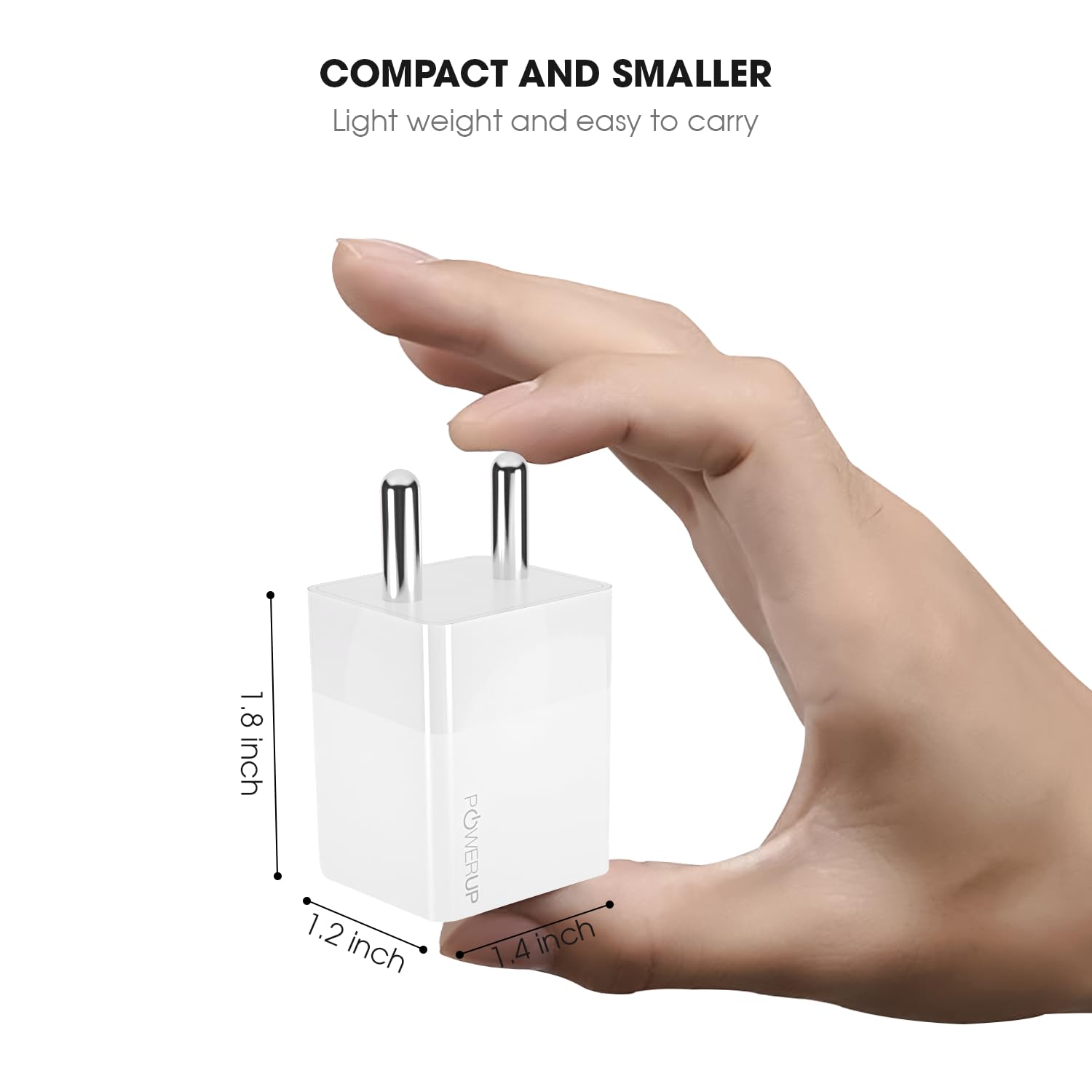 POWERUP Max Charge Gan Charger with 35W PD Type C & USB-A QC 3.0 Quick Charging Dual Port Wall Charger Adapter for All iPhone's & Mobile/Tablet - White