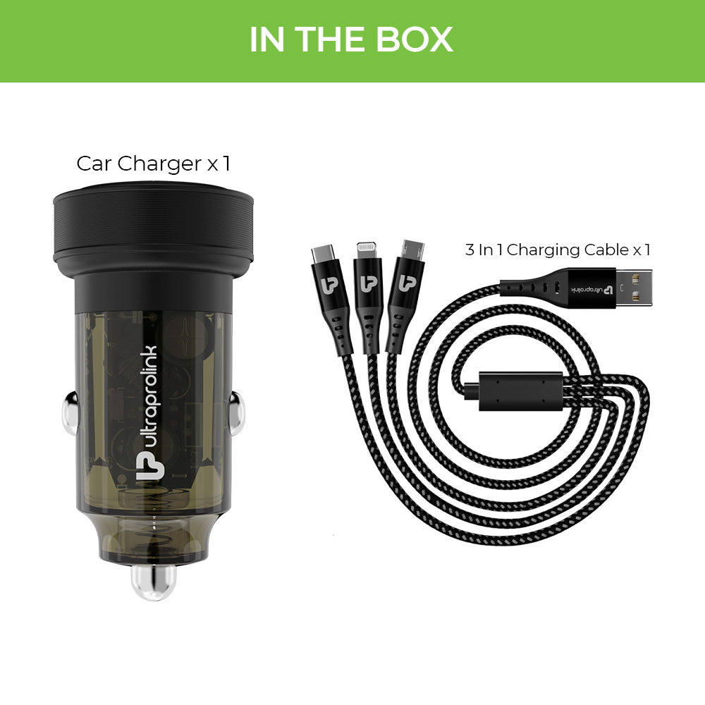 Higher Power Car Charger with 3in1 Charging Cable UM1109
