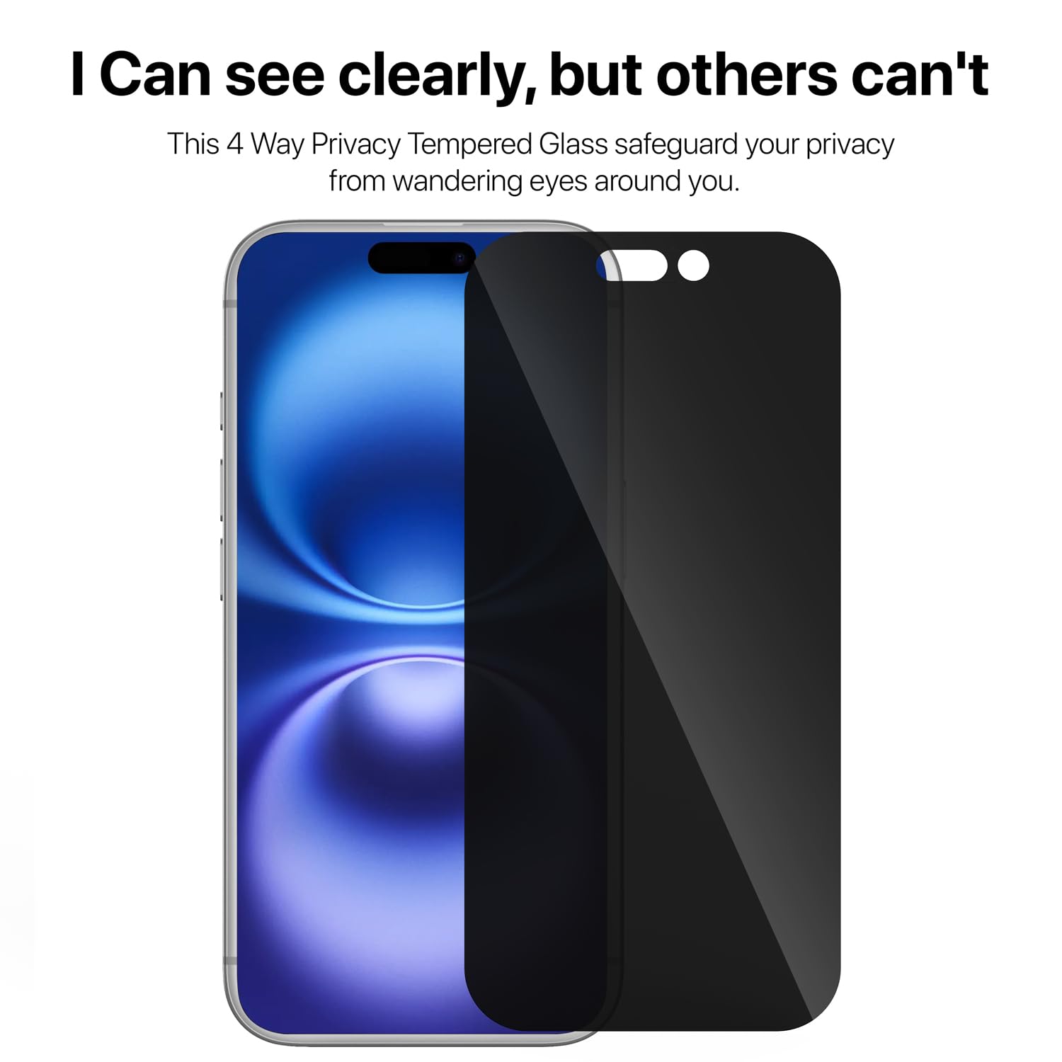 GRIPP 360° True Privacy HD Tempered Glass Screen Protector for iPhone 16 Pro Max (6.9") Anti Scratch & Fingerprint with 9h Protection, Edge to Edge Full Coverage Anti Spy Screen Guard (Easy Installation) - Black