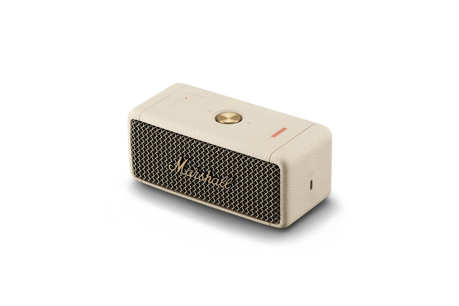 Marshall Emberton II Compact Portable Bluetooth Speaker with 30+ hours of Playtime, (360° sound), Dust & Waterproof (IP67) – Black & Brass.