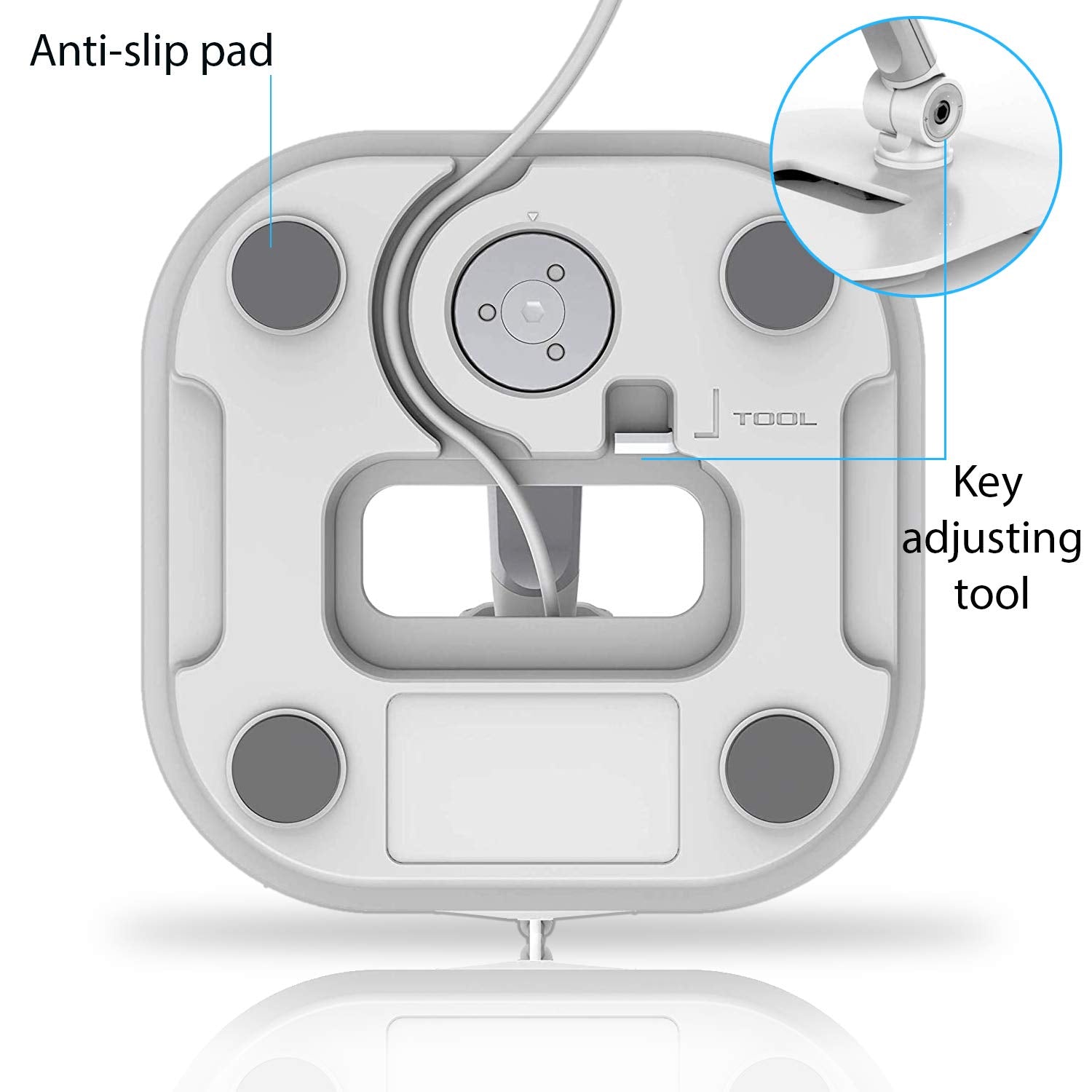GRIPP® Premium Metal Table Top Pivot Mobile/Tablet Holder Stand with Anti-Slip and Anti-Scratch Design with Foldable and Portable for iPad, Tablets and Smart Phone Devices - White