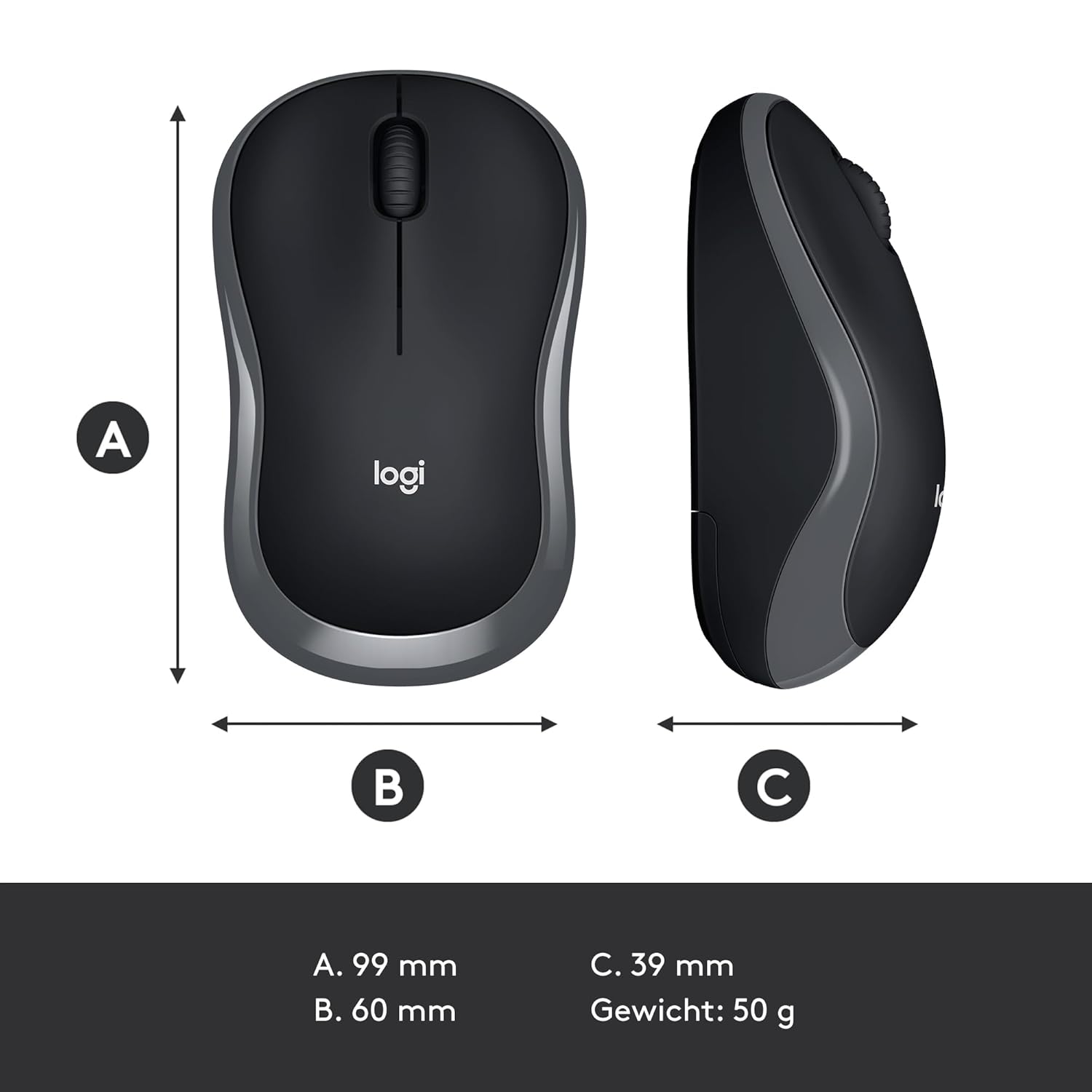 Logitech Wireless Mouse M185 Swift Gray