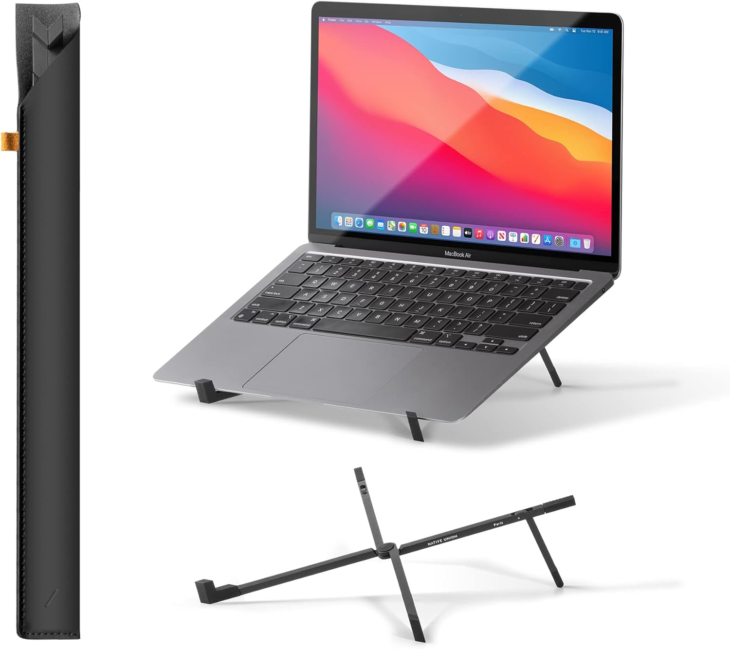 Native Union Fold Laptop Stand - Ultra Compact, Foldable & Portable Laptop Stand - Ergonomic & Optimised Viewing Angle - For 10 to 16 Inch MacBook, Laptops, iPad & Tablets (Black)