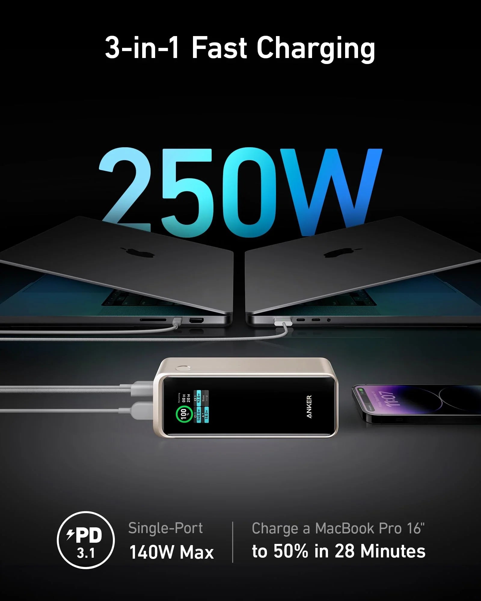 Anker 737 Prime 27,650mAh Power Bank (250W)