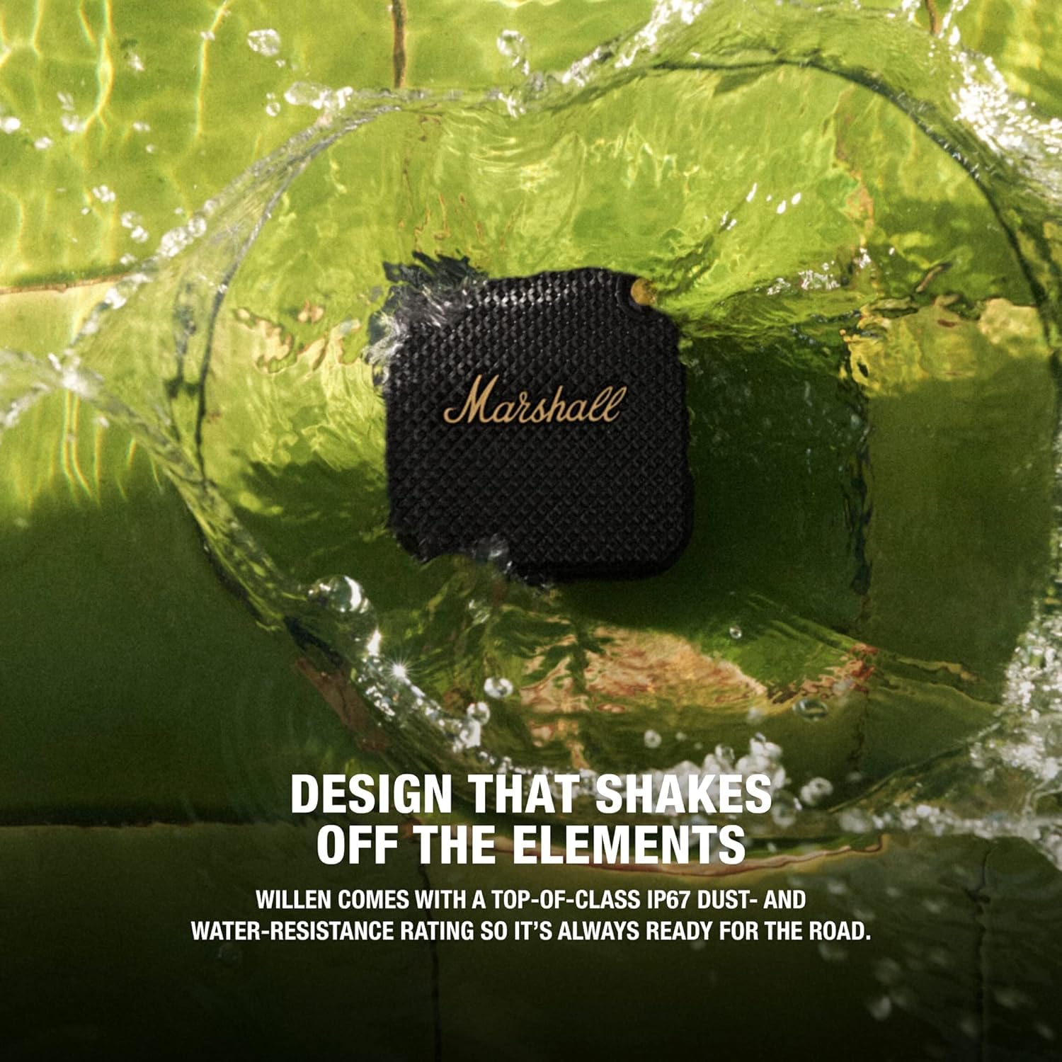 Marshall Willen Portable Bluetooth Speaker with 15+ hours of portable playtime, Dust & Waterproof (IP67) - Cream.