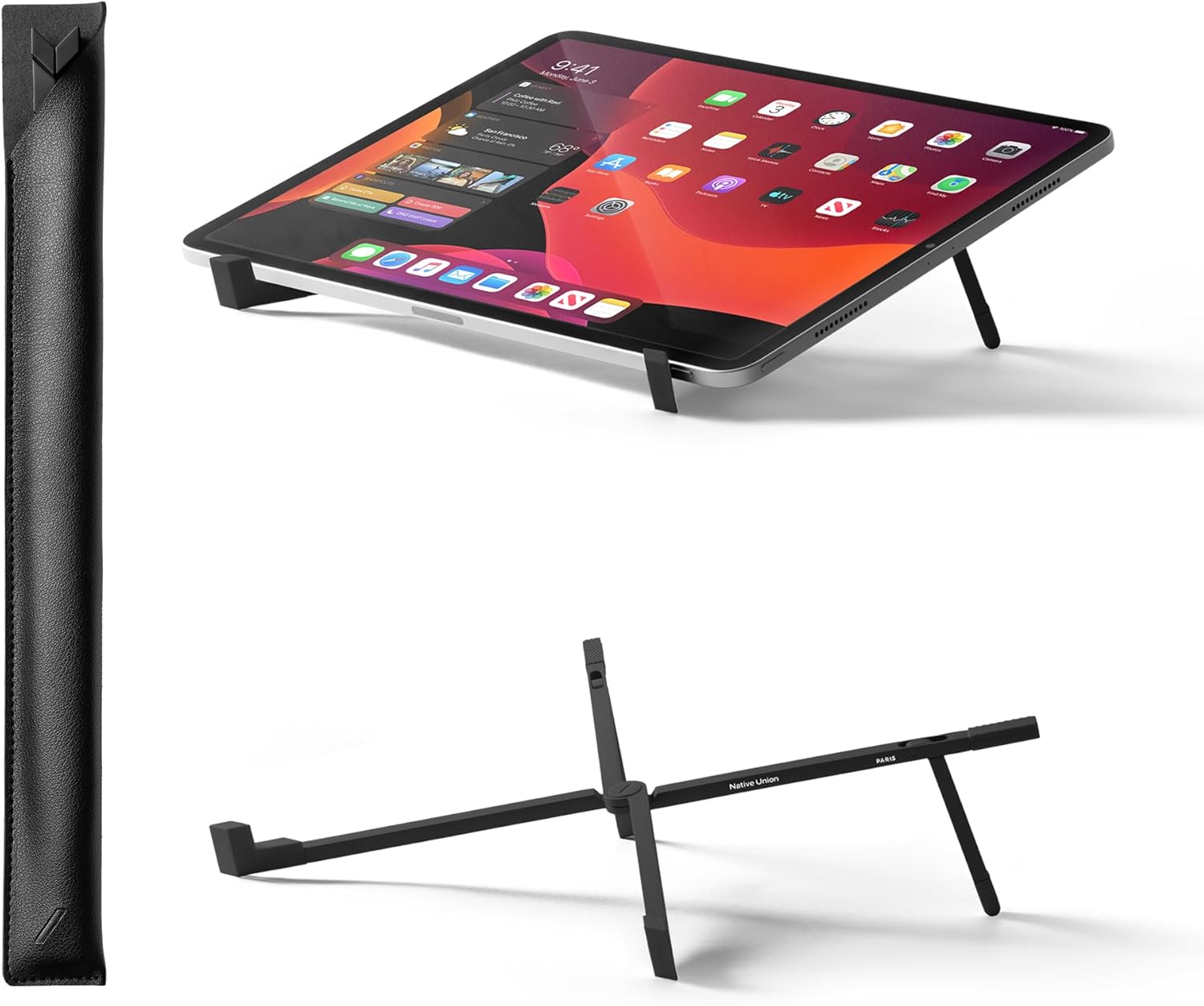 Native Union Fold Laptop Stand - Ultra Compact, Foldable & Portable Laptop Stand - Ergonomic & Optimised Viewing Angle - For 10 to 16 Inch MacBook, Laptops, iPad & Tablets (Black)