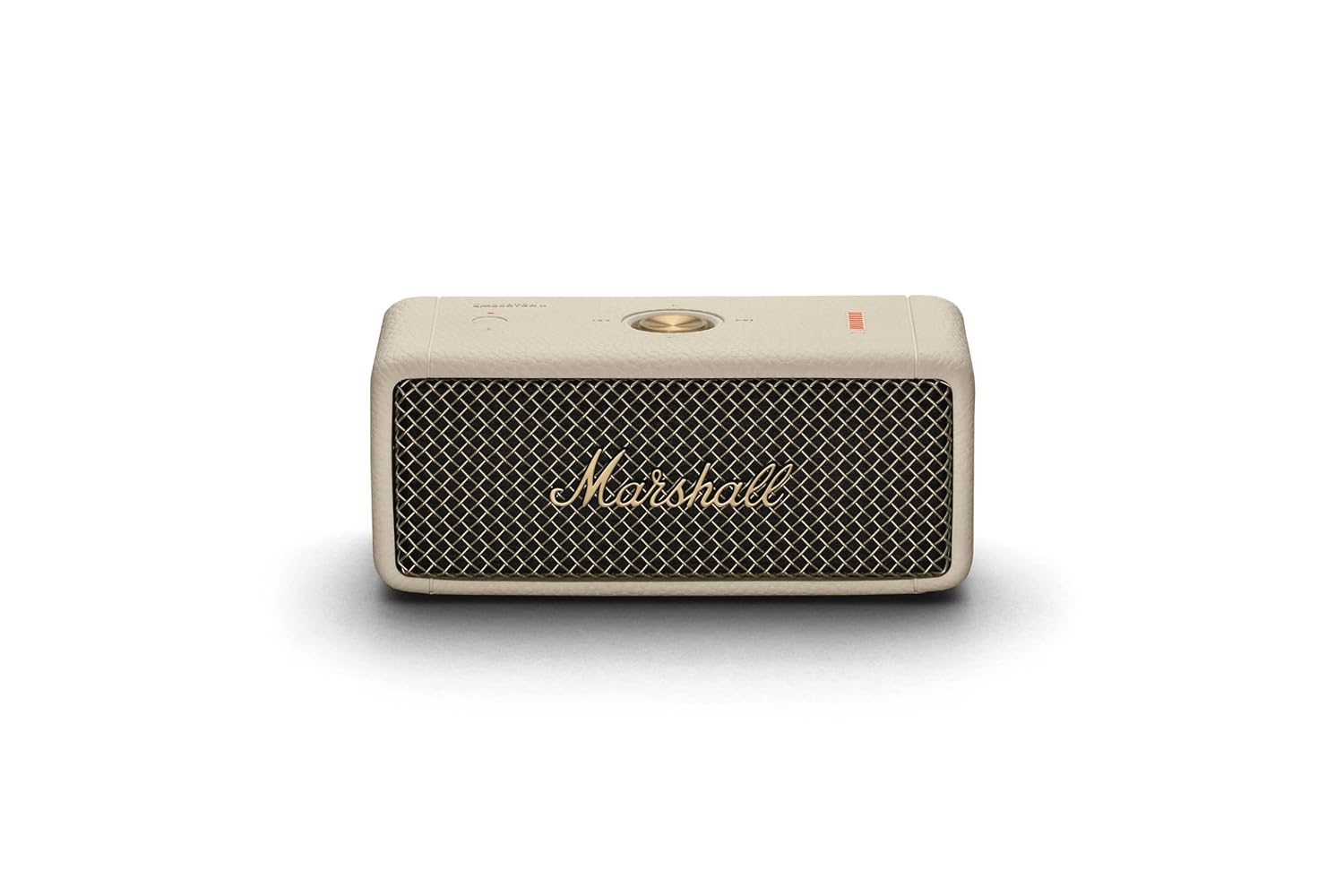 Marshall Emberton II Compact Portable Bluetooth Speaker with 30+ hours of Playtime, (360° sound), Dust & Waterproof (IP67) – Black & Brass.