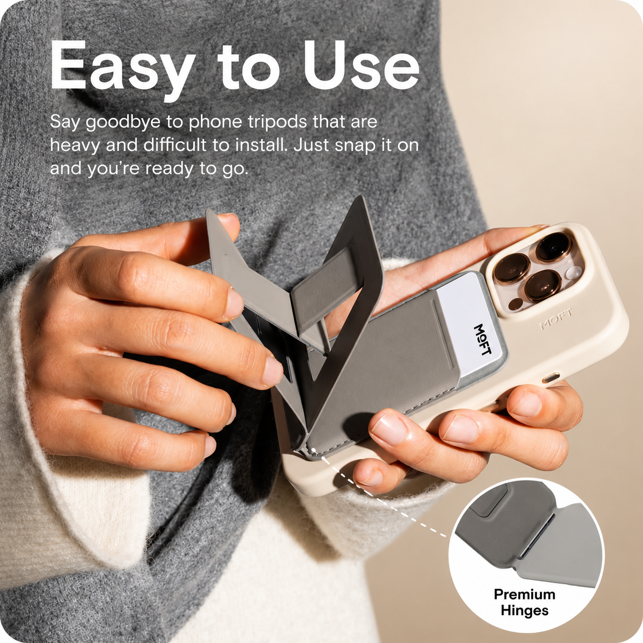 Moft Tripod Stand & Wallet-Compatible Models: iPhone 12/13/14/15/16/17 series (Plus/Pro/Pro Max) and MagSafe-compatible cases. Works with non-MagSafe phones using the included metal ring. With Out Trackable