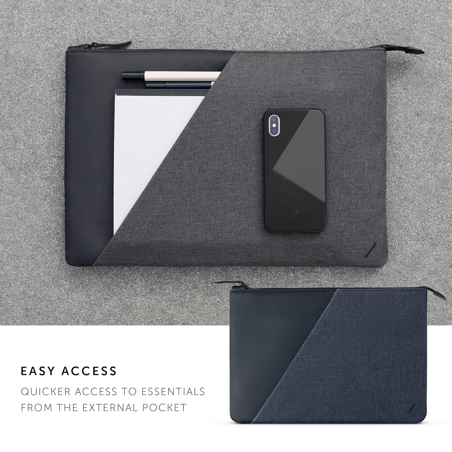 Native Union Stow 13” MacBook Sleeve - Sleek & Slim 360-Degree Protection with Exterior Pocket (Indigo)
