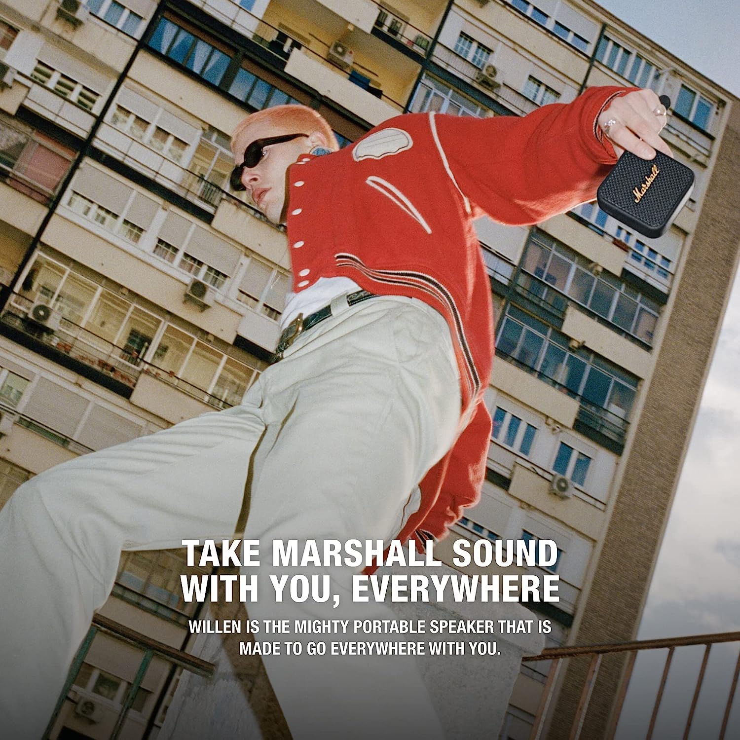 Marshall Willen Portable Bluetooth Speaker with 15+ hours of portable playtime, Dust & Waterproof (IP67) - Cream.