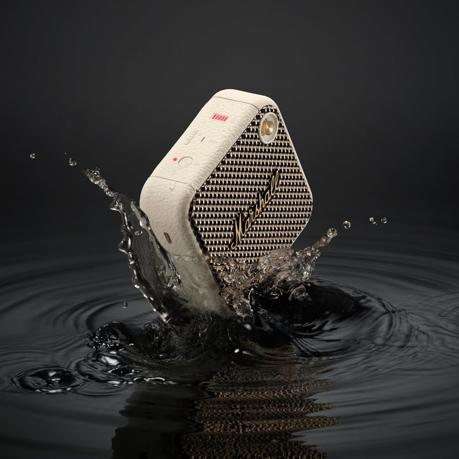 Marshall Willen Portable Bluetooth Speaker with 15+ hours of portable playtime, Dust & Waterproof (IP67) - Cream.