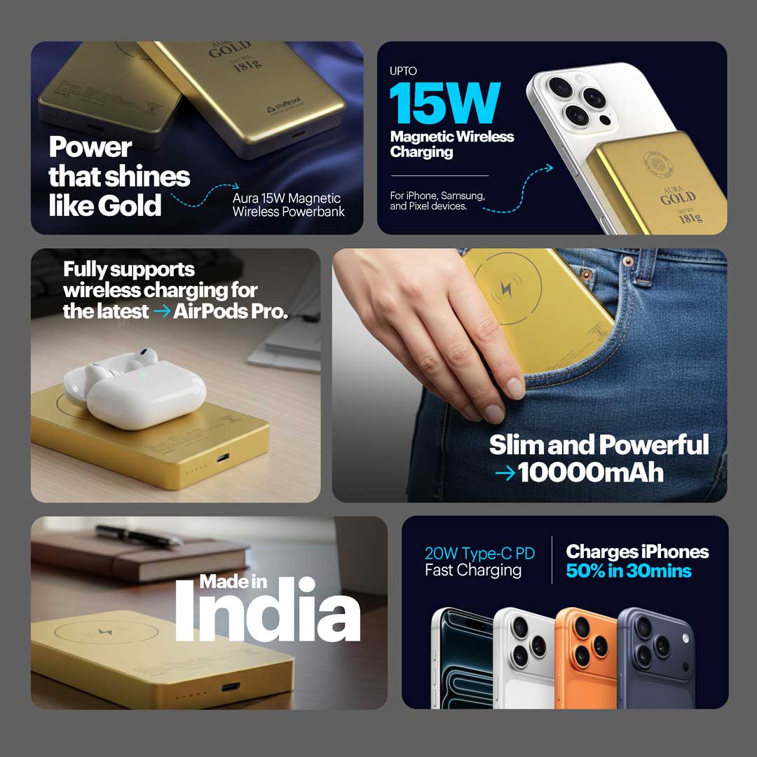 Aura 10000mAh 15W Magnetic Wireless Powerbank