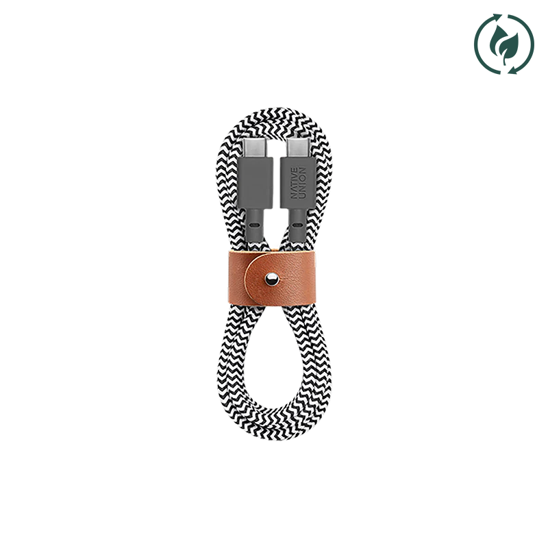 Native Union Belt Cable (USB-C to USB-C) The recycled 4-foot charging cable with bonded leather strap