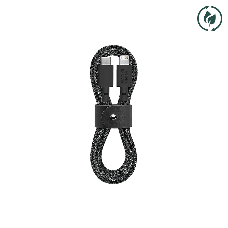 Native Union Belt Cable (USB-C to Lightning) The recycled 4-foot charging cable with bonded leather strap
