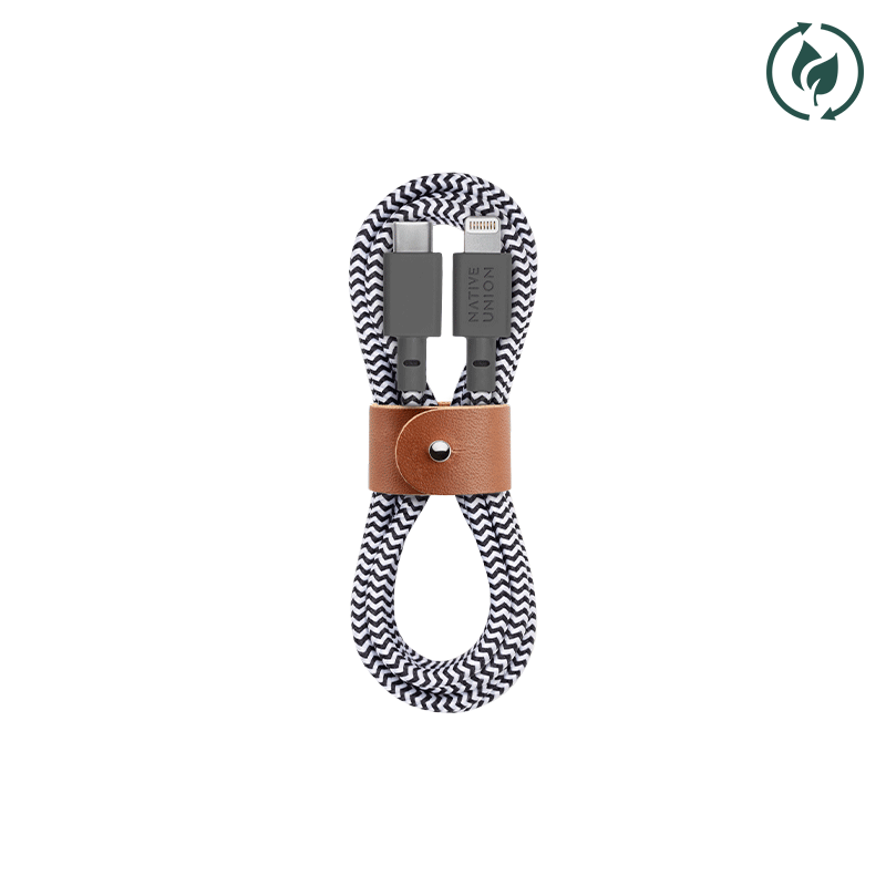 Native Union Belt Cable (USB-C to Lightning) The recycled 4-foot charging cable with bonded leather strap